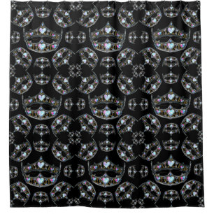 Queen of Hearts Silver Crown Tiaras black Shower Curtain