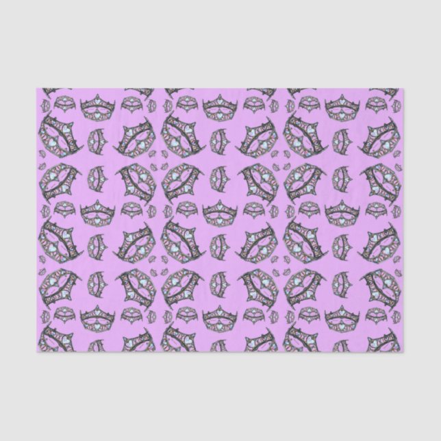 Queen of Hearts Silver Crowns Tiaras pink lilac Tissue Paper (Front)