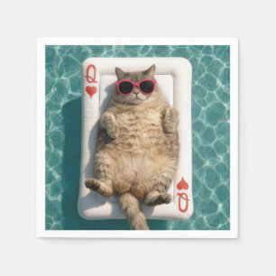 Queen of Hearts Tabby Cat Napkin