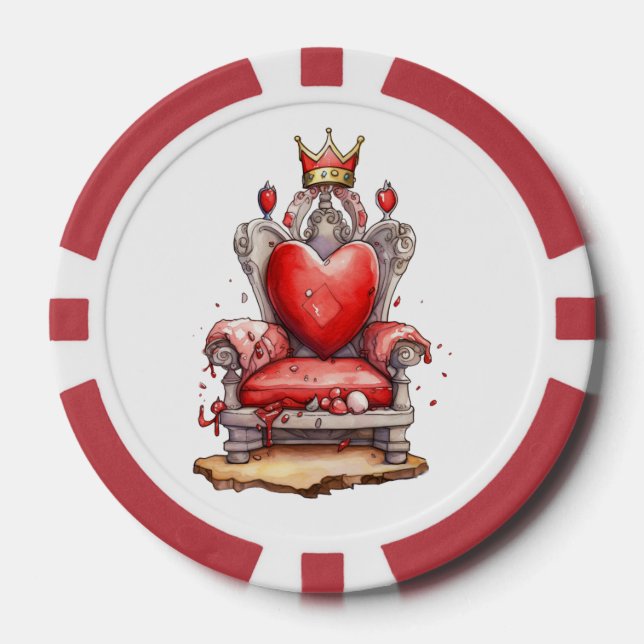 Queen of Hearts Throne Poker Chips (Front)
