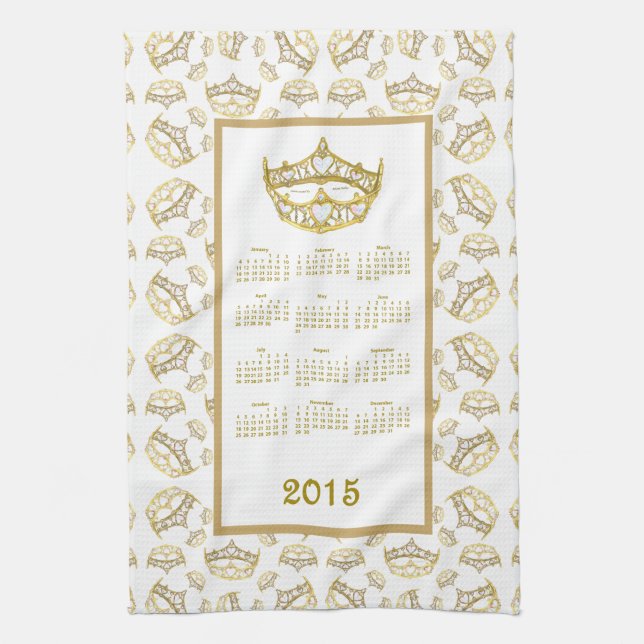 Queen of Hearts tiara 2015 calendar kitchen towel (Vertical)