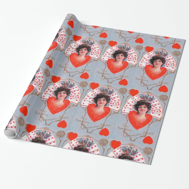 QUEEN OF HEARTS ,Valentine's Day Wrapping Paper (Unrolled)