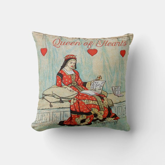 Queen of Hearts Vintage Drawing Personalised Cushion (Front)