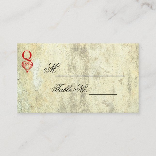 Queen of Hearts Wedding Place Card (Front)