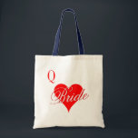 Queen of hearts wedding tote bag for bride<br><div class="desc">Queen of hearts wedding tote bag for bride. Cute playing card suits heart design for Las Vegas style wedding. Cute idea for party favours and bridesmaids too.</div>