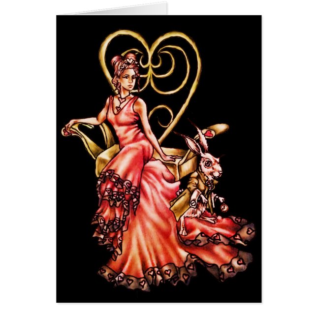 Queen of Hearts with White Rabbit Drawing (Front)