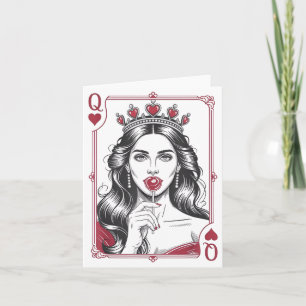 Queen Of Hearts Women Vintage Valentines Day  Card