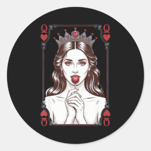 Queen Of Hearts Women Vintage Valentines Day  Classic Round Sticker