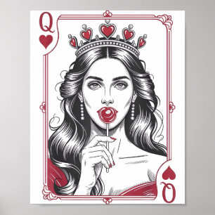 Queen Of Hearts Women Vintage Valentines Day  Poster