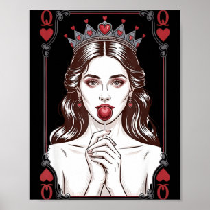 Queen Of Hearts Women Vintage Valentines Day Poster