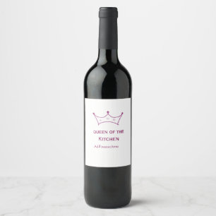 queen of kitchen mauve crown cook chef name wine label
