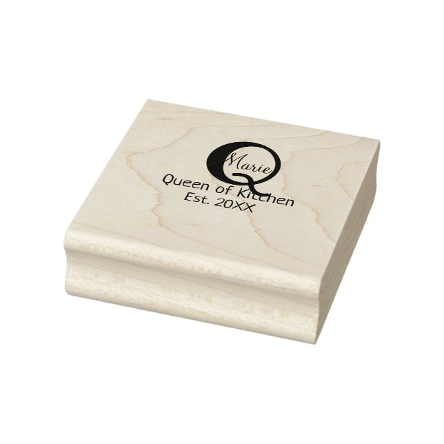 Queen of kitchen monogram green pink simple minima rubber stamp (Stamp)