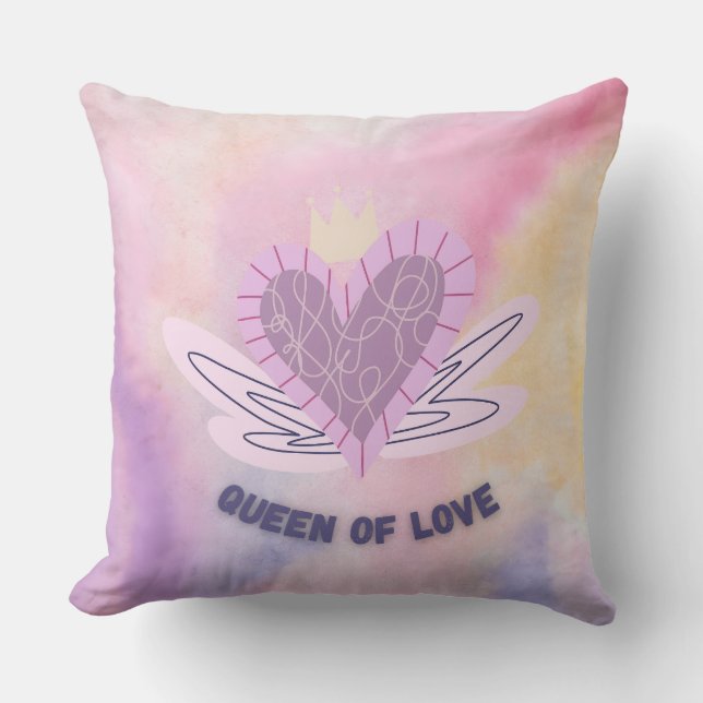 Queen of Love Decorative Pillow – Heart & Crown De (Front)