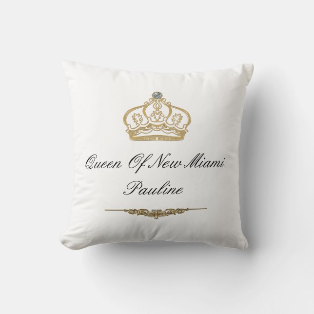Queen Of Miami Monogram Throw Pillow (Front)
