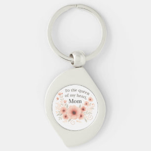 Queen of My Heart Mum" Floral Key Ring