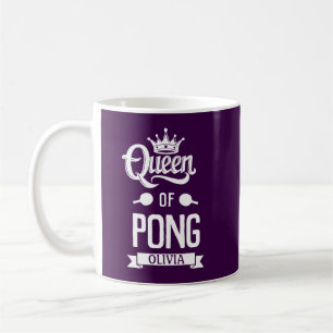 Queen Of Pong Customized Name Modern Dark Purple Coffee Mug