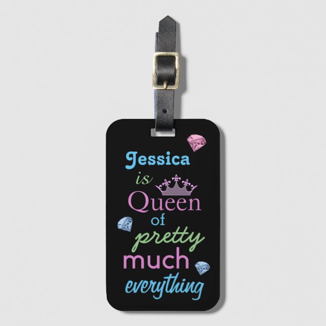 "Queen of Pretty Much Everything" Luggage Tag (Front Vertical)