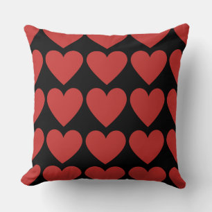 Queen of red hearts on black throw pillow