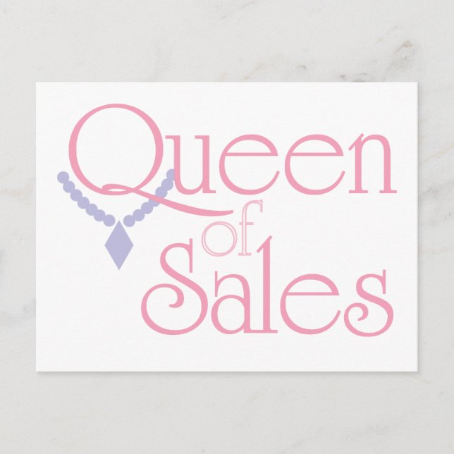 Queen of Sales on White Postcard (Front)
