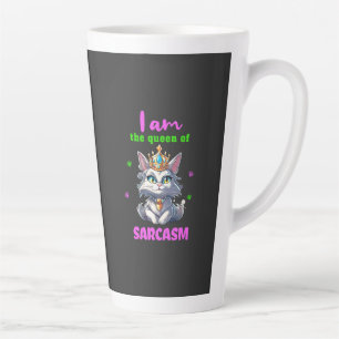Queen of sarcasm fun cat latte mug