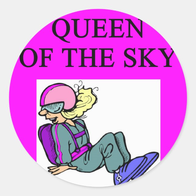 queen of skydiving sky diver classic round sticker (Front)