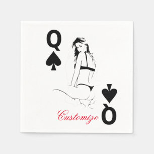 Queen of Spades Bikini Girl Thunder_Cove Napkin
