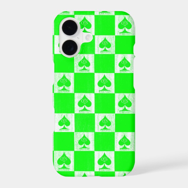 Queen of Spades iPhone Case Green Checkers QoS (Back)