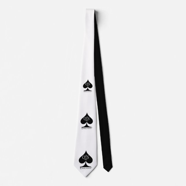 Queen of Spades Neck Tie Black on White QoS Dreams (Front)