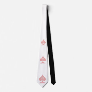 Queen of Spades Neck Tie Pink on White QoS Dreams