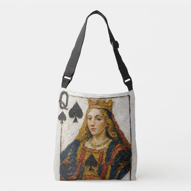 Queen of Spades Oil Painting Crossbody Bag (Front)