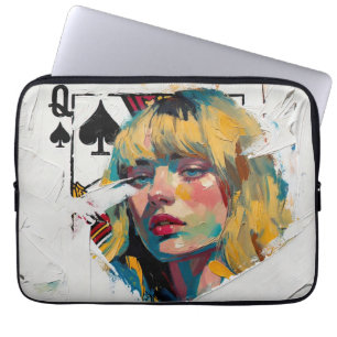 Queen of Spades Oil Painting Laptop Sleeve