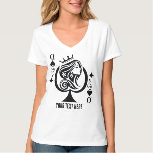 Queen of Spades playing card symbol with elegant T-Shirt