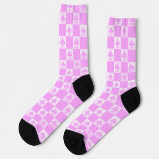 Queen of Spades Socks Cute Pink Chequerboard QoS