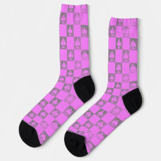 Queen of Spades Socks Pink Fade Chequerboard QoS