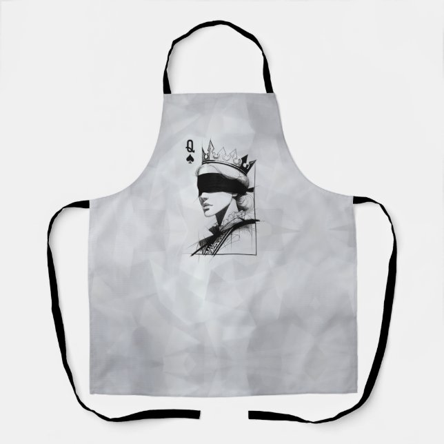 Queen of Spades (Style 1) Fine Art Drawing Apron (Front)