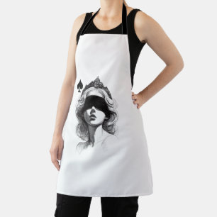 Queen of Spades (Style 2) Fine Art Drawing Apron