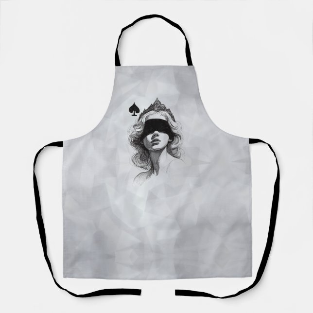 Queen of Spades (Style 2) Fine Art Drawing Apron (Front)