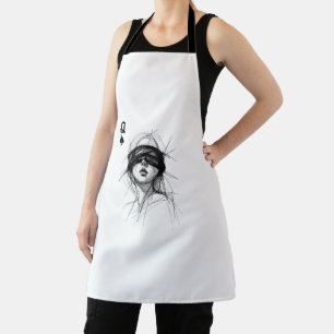 Queen of Spades (Style 6) Fine Art Drawing Apron