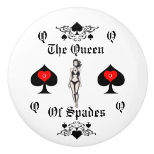Queen of Spades Tarot Card Thunder_Cove Ceramic Knob