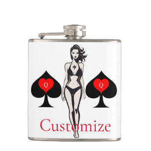 Queen of Spades Tarot Card Thunder_Cove Hip Flask