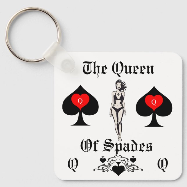 Queen of Spades Tarot Card Thunder_Cove Key Ring (Front)