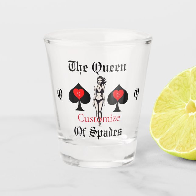Queen of Spades Tarot Card Thunder_Cove Shot Glass (Front)
