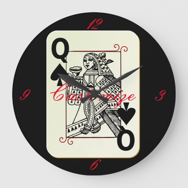 Queen of Spades Thunder_Cove Large Clock (Front)