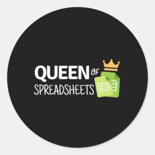 Queen of spreadsheets classic round sticker