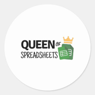 Queen of spreadsheets classic round sticker