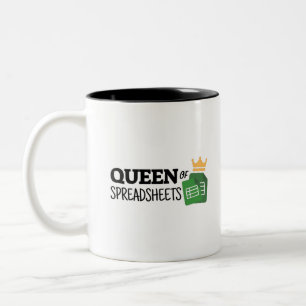 Queen of spreadsheets Two-Tone coffee mug