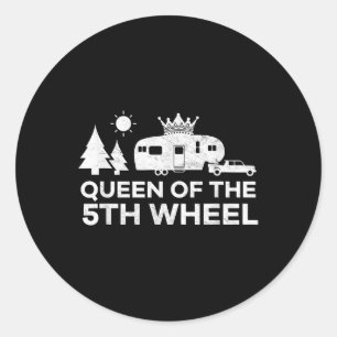 Queen Of The 5th Wheel Camper Rv Camp Vacation Gif Classic Round Sticker