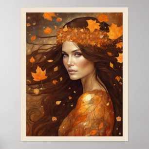 Queen of the Autumn Woods Woman Art Nuevo Print 2b