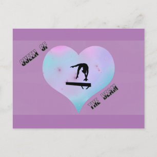 Queen of the Beam Gymnastics Postcard Purple