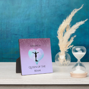 Queen Of The Beam Gymnastics Purple Ombre Glitter Plaque